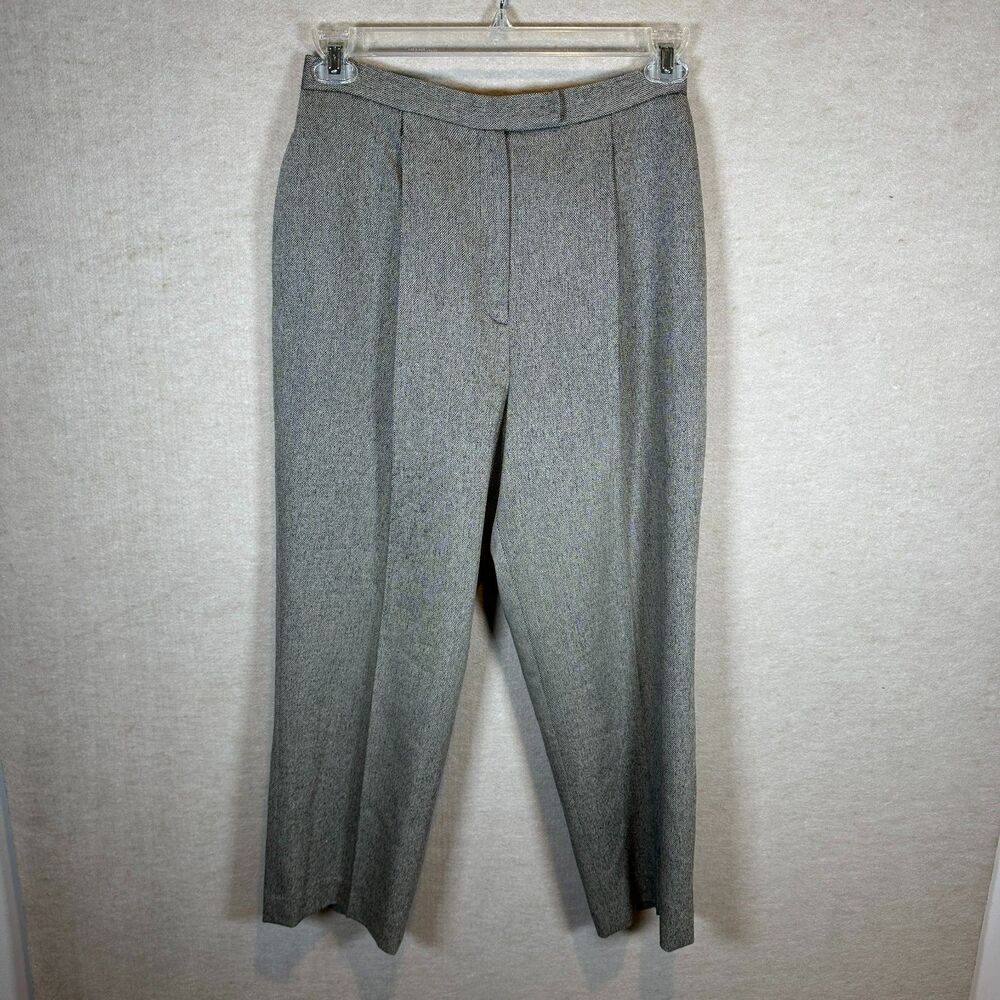 Lauren Ralph Lauren Dress Pants Womens 10 Gray Pleated 100% Wool Classic Preppy